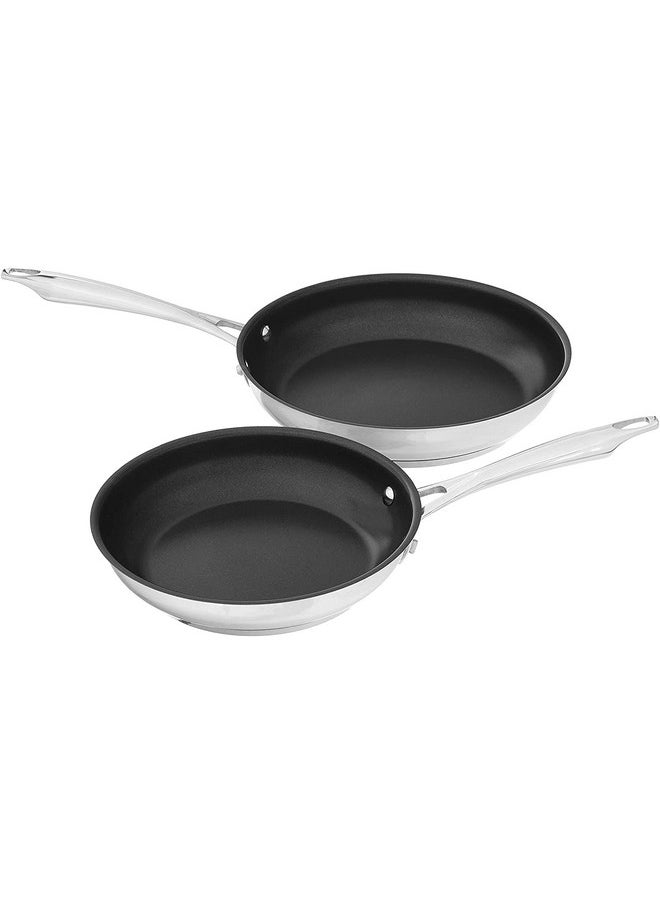 كويزينارت مجموعة مقلاة CUISINART 8922-810NS الاحترافية، مكونة من قطعتين، مصنوعة من الفولاذ المقاوم للصدأ وغير لاصقة، عبوة من قطعتين  - Image 2