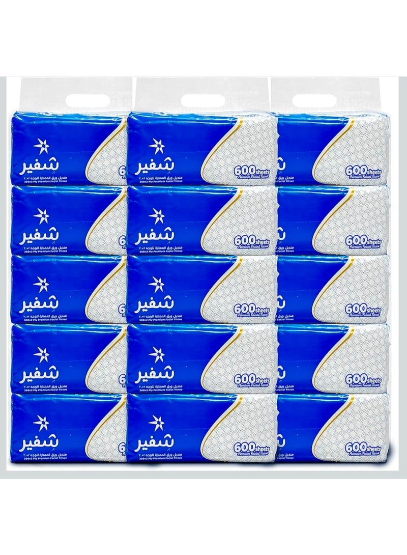 TIMA Schaffer Facial Tissues, 600 Tissues x 15 Pack = 9,000 Sheets, 2-Ply, Classic Sterile Tissues for Germ Protection - Image 1