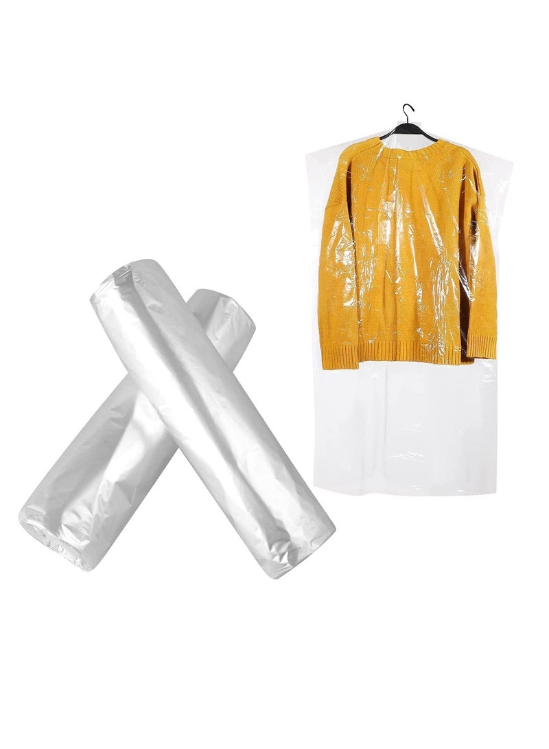 SYOSI 50Pcs Garment Bags Clear Clothing Dust Cover Hanging Closet Storage Bags Shoulder Protectors Cover Shield for Home Closet 60 * 150cm, Style 01-Clear - Image 1