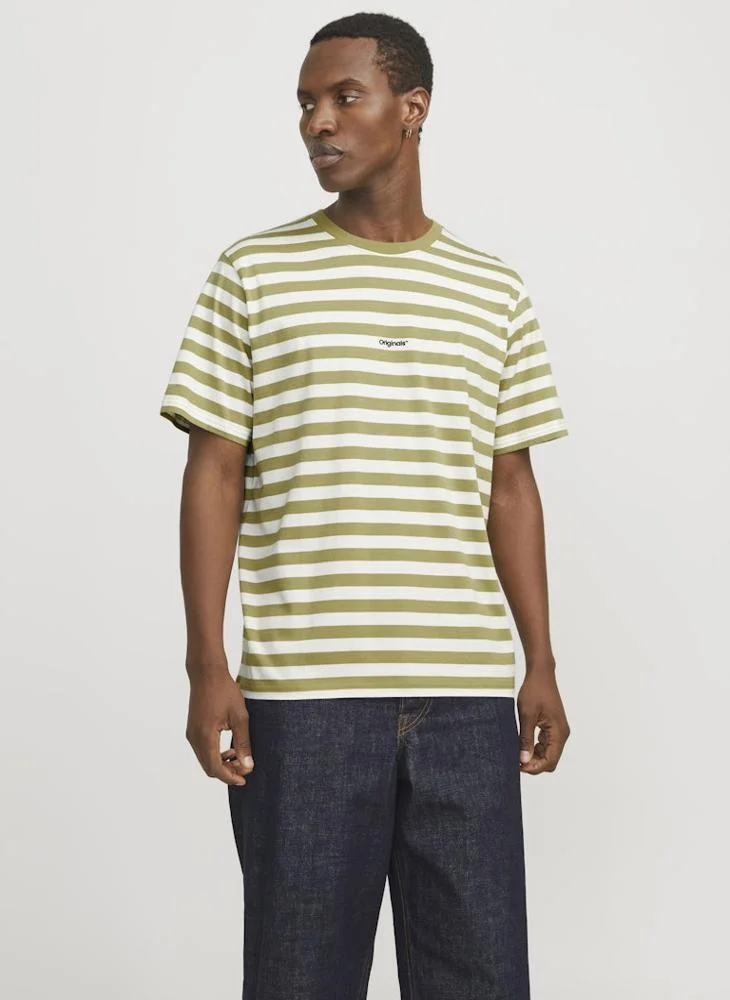 جاك اند جونز Jorvesterbro Striped Detailed T-Shirt