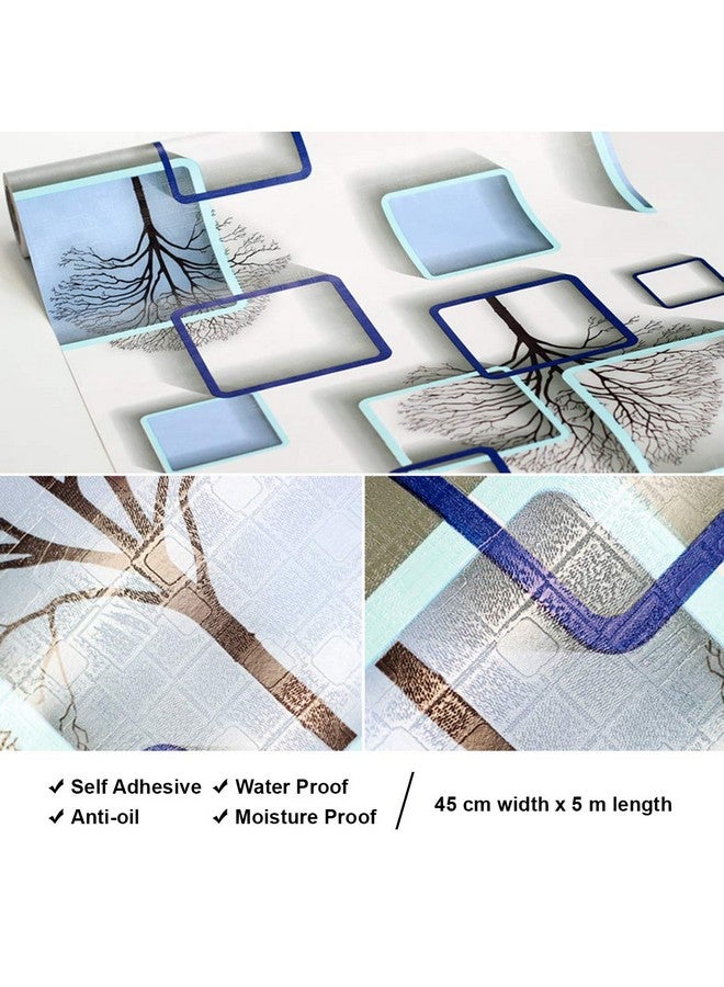 وولبين ملصقات حائط ورق حائط DIY (45 × 500 سم) إطارات ثلاثية الأبعاد من مادة البولي فينيل كلوريد ذاتية اللصق، أزرق نشط - Image 3