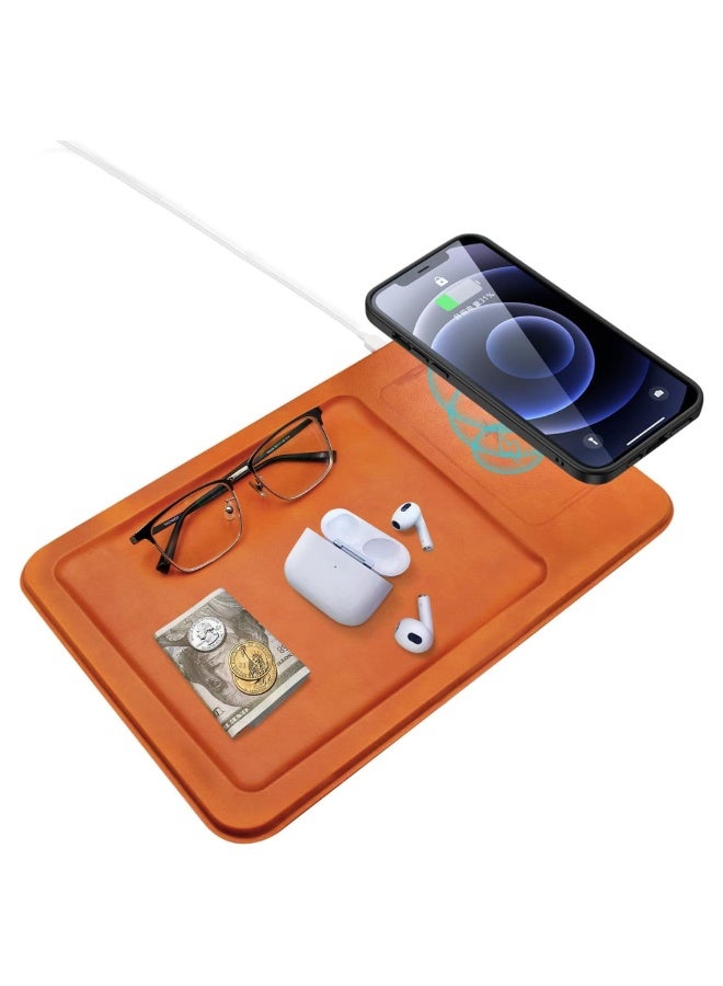 KUKH Wireless Charging Tray Pad and Desk Organizer Compatible with Phone, AirPods, and More, Multi-Functional Fast Charging Station - Image 1