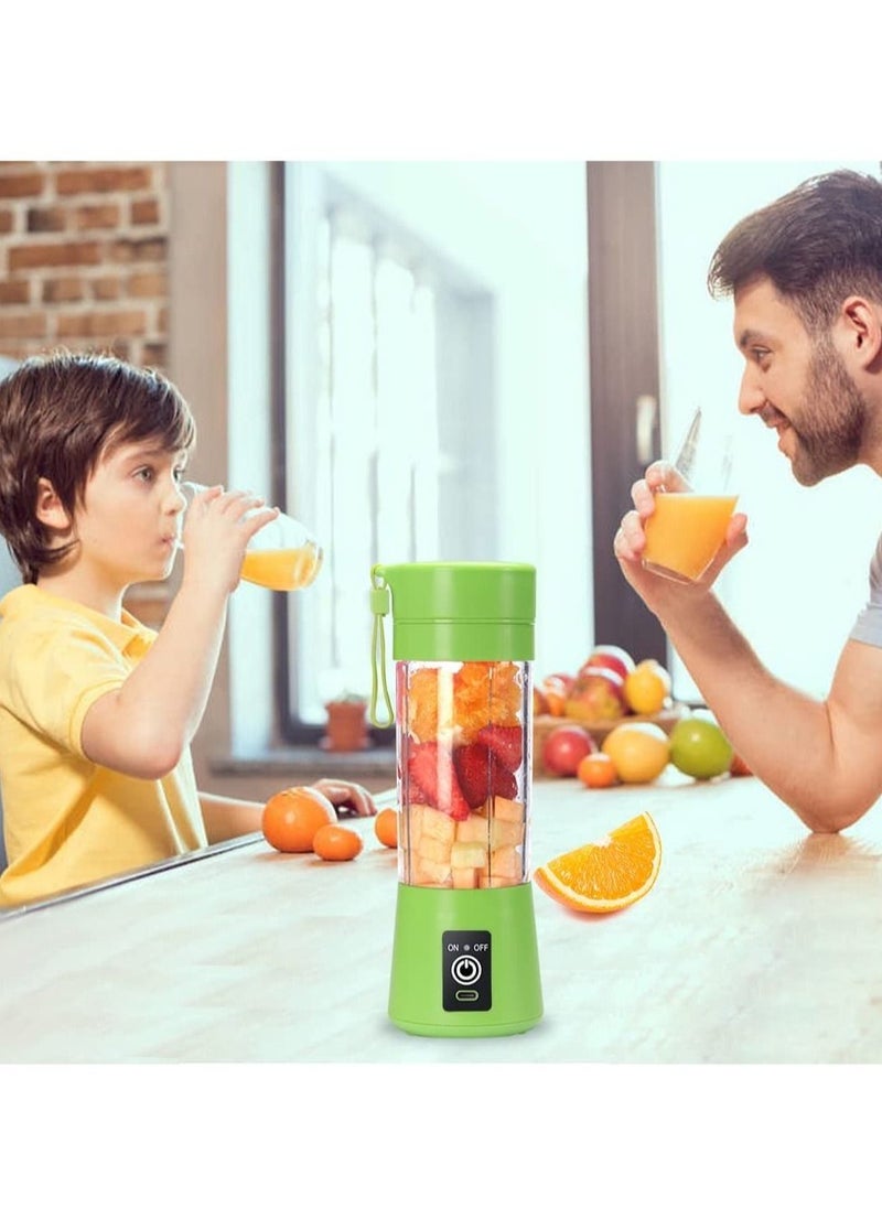 ELTRAZONE - Portable Blender Cup,Electric USB Juicer Blender,Mini Blender Portable Blender For Shakes and Smoothies, Juice,380ml, Six Blades Great for Mixing,Green - Image 1