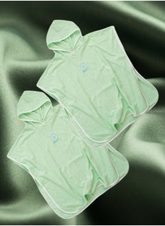HaveDream Children's Hooded Bath Towel Spring and Summer Cotton Boys Girls Cape Beach Swimming Bathrobe - Green  - Image 3