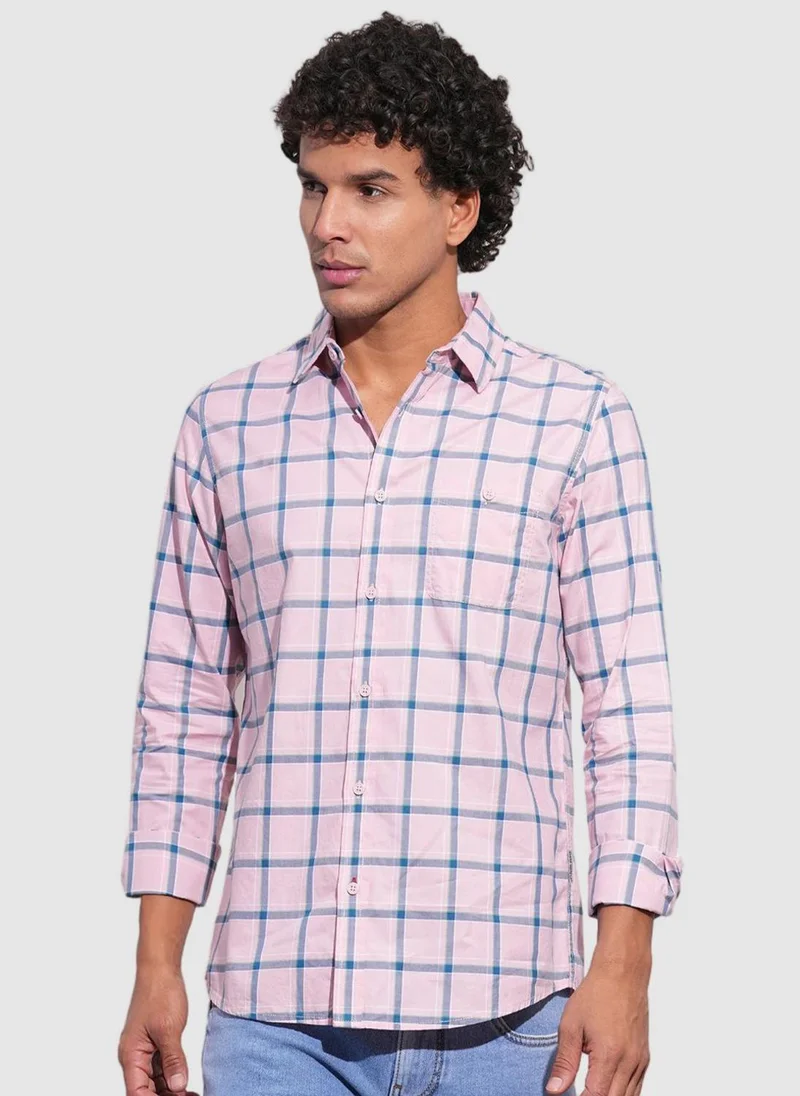 بيينغ هيومان Men Classic Slim Fit Opaque Checked Casual Shirt