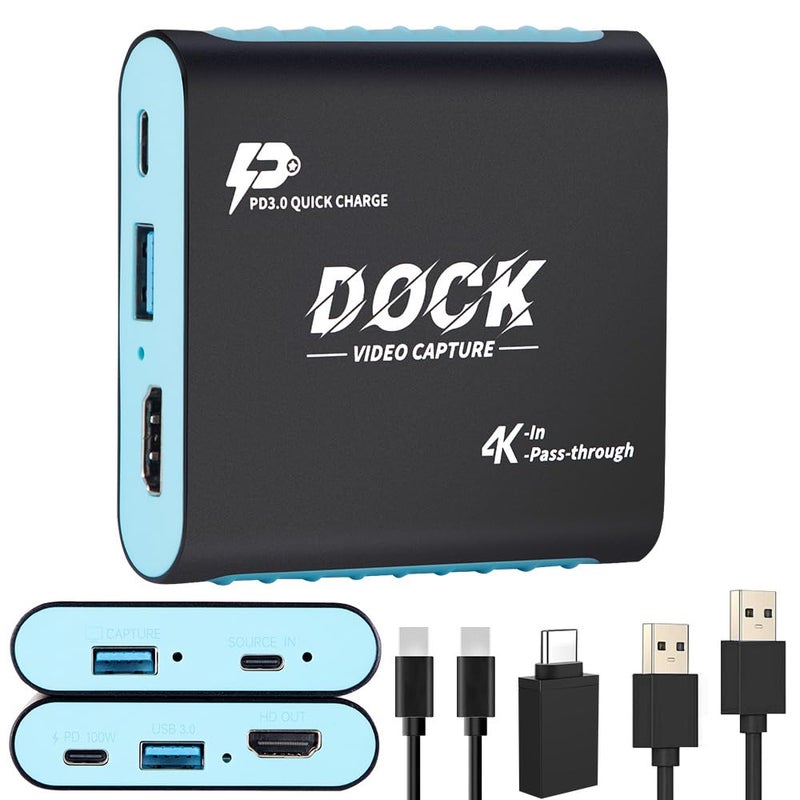 SUDTREEV 2in1 Switch 2 Dock with Capture Card for Nintendo Switch 2 Switch 1 OLED Steam Deck 1080P 60Hz for Streaming and Recording Portable Travel Dock 4K 30Hz HDMI PassThrough 100W PD Charging - Image 2