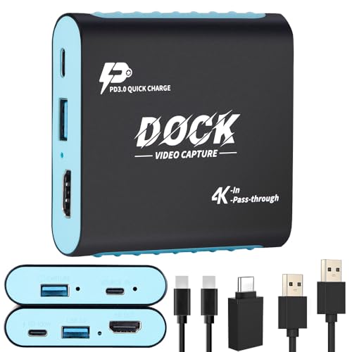SUDTREEV 2in1 Switch 2 Dock with Capture Card for Nintendo Switch 2 Switch 1 OLED Steam Deck 1080P 60Hz for Streaming and Recording Portable Travel Dock 4K 30Hz HDMI PassThrough 100W PD Charging - Image 1