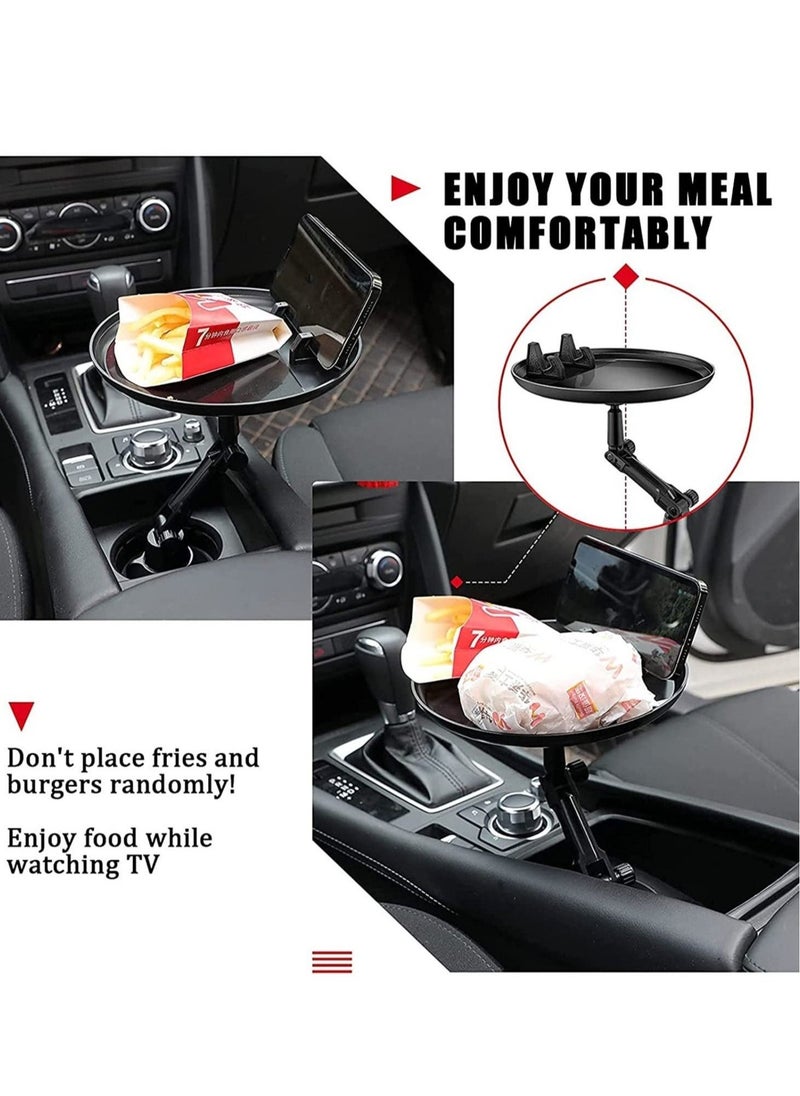 Car Cup Holder Tray for Car Adjustable Car Tray Table with Surface, Phone Slot, and 360° Swivel Arm Car Food Table for Cup Holders Tray Fits Vehicle,Golf Cart, SUV and All Cars Black - Image 3
