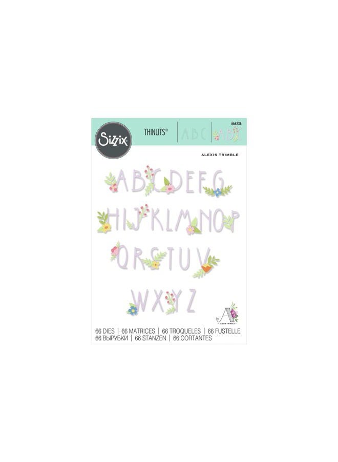 Sizzix Thinlits Die Set 66PK Floral Alphabet by Alexis Trimble | Chapter 2 2023 - Image 1