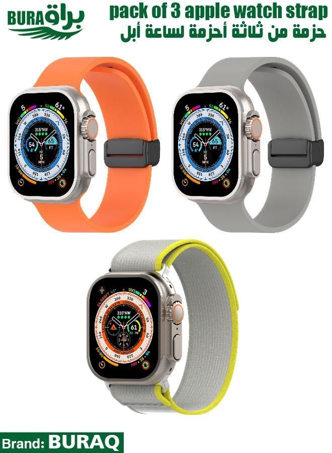 BURAQ Apple Watch Band Strap For Apple Watch Ultra 2/Ultra 49mm, Series 10 46mm, 9/8/7 45mm, SE2/SE/6/5/4 44mm, 3/2/1 42mm