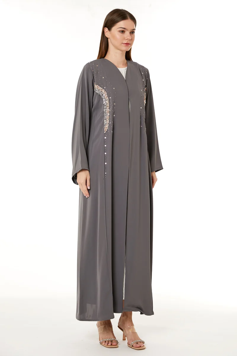 Moistreet Embellished Flared Sleeve Abaya