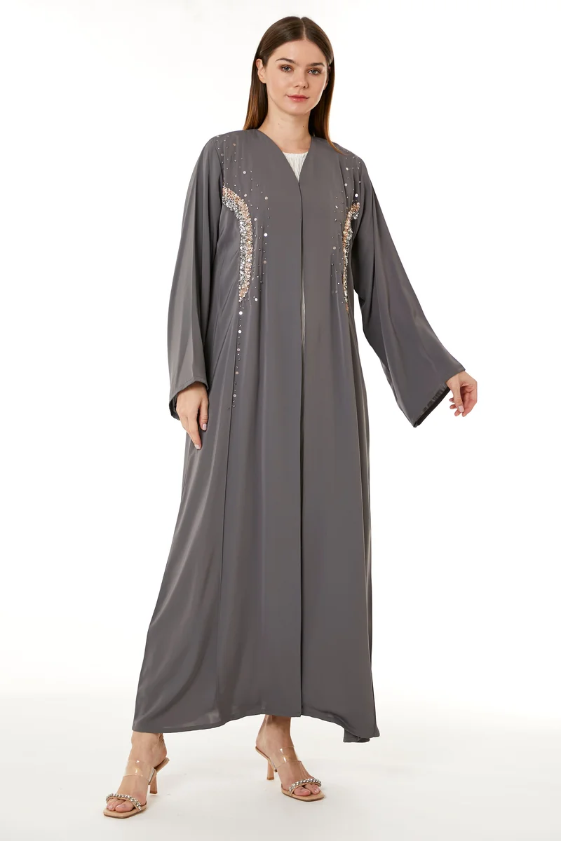 Moistreet Embellished Flared Sleeve Abaya