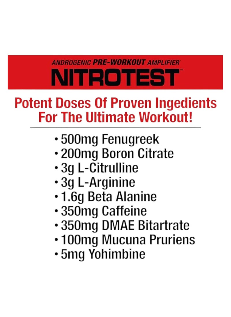 MUSCLEMEDS Nitrotest, Androgenic Pre-Workout Amplifier, Watermelon Flavour, 30 Servings  - Image 3