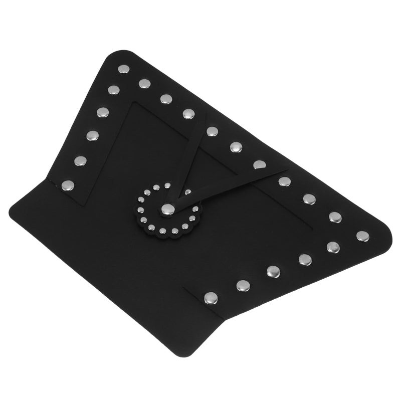 Black Leather Motorcycle Mud Flaps Front and Rear Splash Guards with Rivets - Image 2