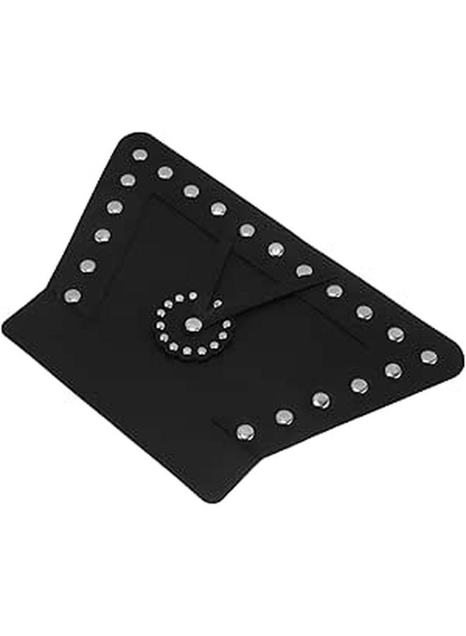 Black Leather Motorcycle Mud Flaps Front and Rear Splash Guards with Rivets - Image 1