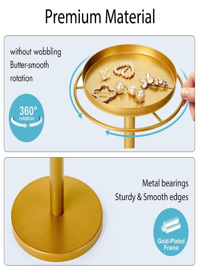 MoyRetty 360° Rotating Sunglasses Organizer - Stainless Steel Glasses Holder Stand with Jewelry Tray, Home Decor for Desk, Dresser & Nightstand(Gold) - Image 5