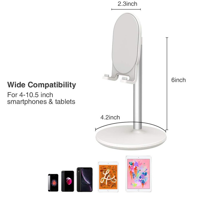 Bright Stone Phone Stand for Desk, Adjustable Cell Phone Holder for Desk, Compatible with 4"-12.9" Phones/Tablet/iPhone/iPad/Switch (White) - Image 4