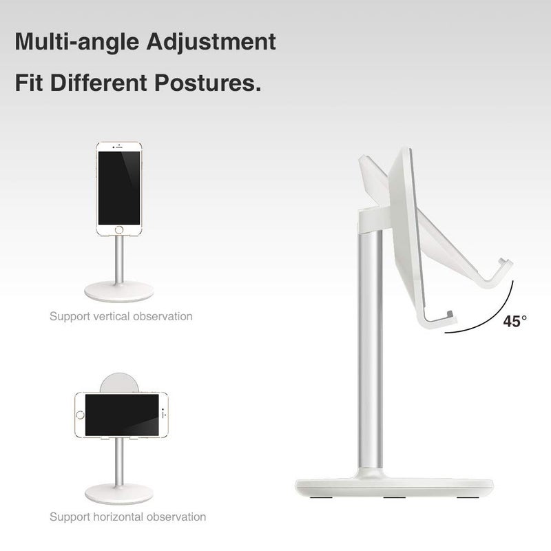 Bright Stone Phone Stand for Desk, Adjustable Cell Phone Holder for Desk, Compatible with 4"-12.9" Phones/Tablet/iPhone/iPad/Switch (White) - Image 5