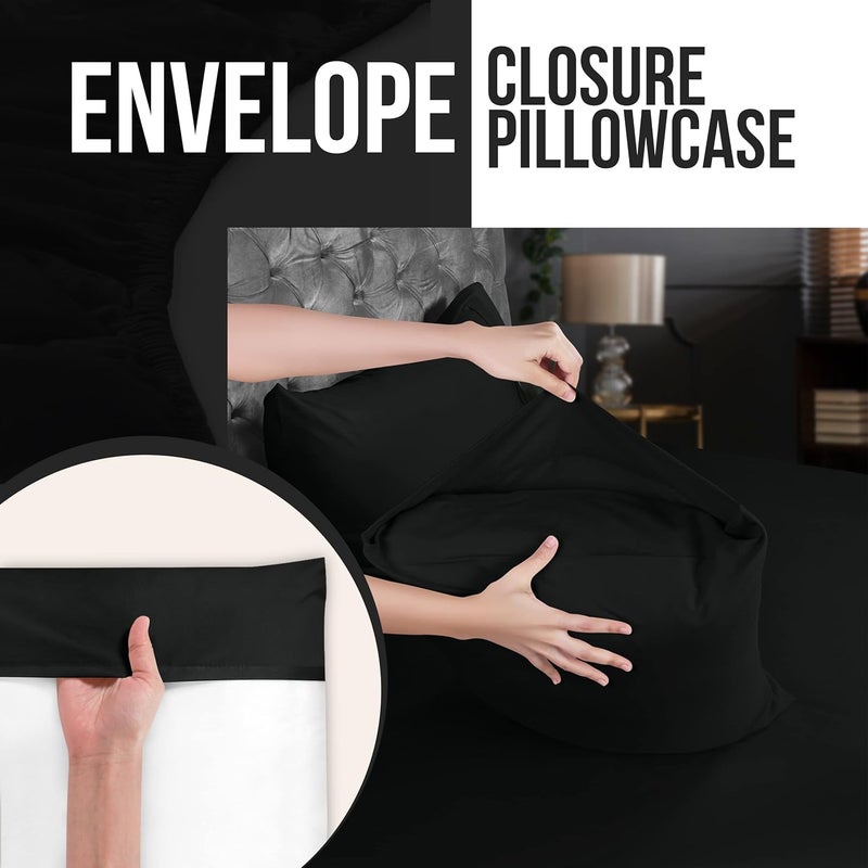 Utopia Bedding Queen Pillowcases - 12 Pack - Bulk Pillowcase Set - Envelope Closure - Soft Brushed Microfiber Fabric - Shrinkage and Fade Resistant Pillow Covers 20 x 30 Inches (Queen, Black) - Image 4