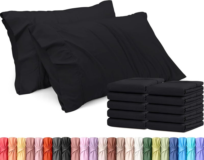 Utopia Bedding Queen Pillowcases - 12 Pack - Bulk Pillowcase Set - Envelope Closure - Soft Brushed Microfiber Fabric - Shrinkage and Fade Resistant Pillow Covers 20 x 30 Inches (Queen, Black) - Image 1