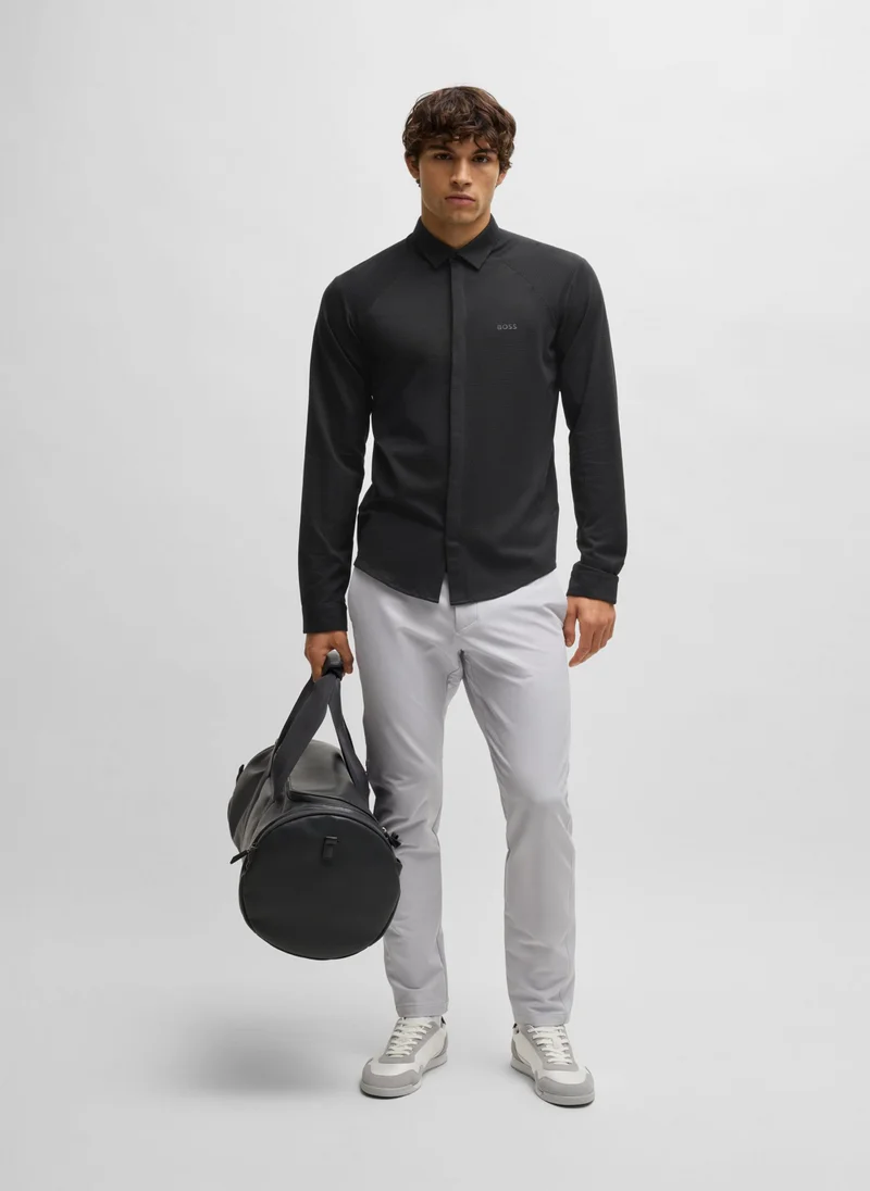BOSS Regular-fit shirt in knitted cotton piqué
