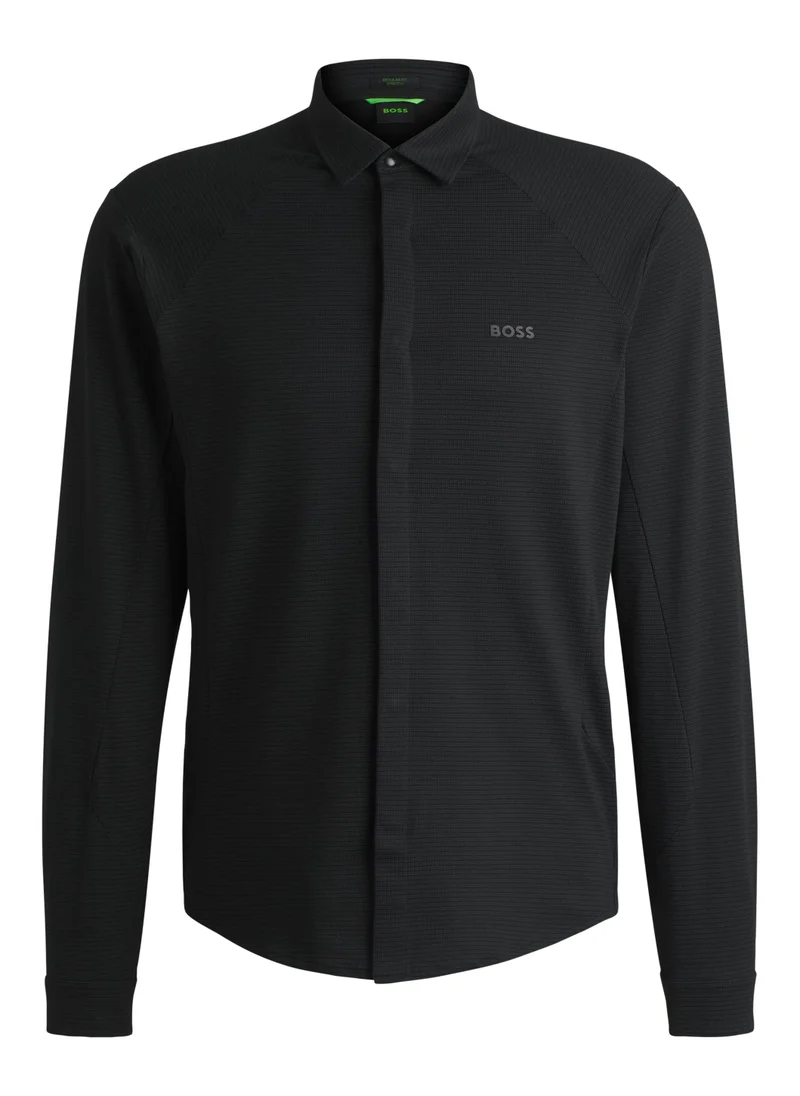 BOSS Regular-fit shirt in knitted cotton piqué