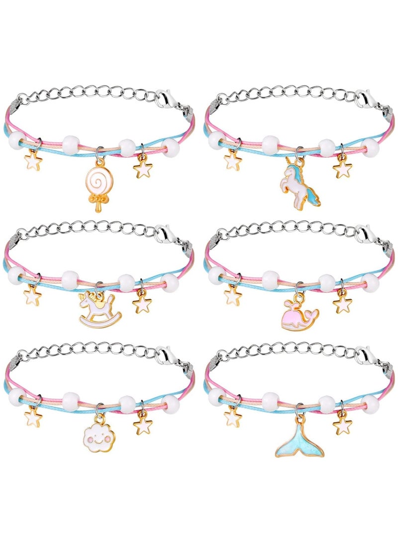 SYOSI Friendship Bracelets for Girls, 6Pcs Adjustable Friendship Bracelets Unicorn Handmade Braided Bracelets for Girls Birthday Jewellery Party Bags Fillers, Personality Hand String Girlfriends Gift - Image 1