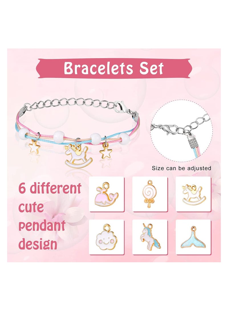SYOSI Friendship Bracelets for Girls, 6Pcs Adjustable Friendship Bracelets Unicorn Handmade Braided Bracelets for Girls Birthday Jewellery Party Bags Fillers, Personality Hand String Girlfriends Gift - Image 3