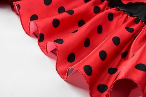 ReliBeauty Girls Flamenco Costume Spanish Dancer Skirt Kids Halloween Fancy Dress with Red Flower, 4T-4/110 - Image 5