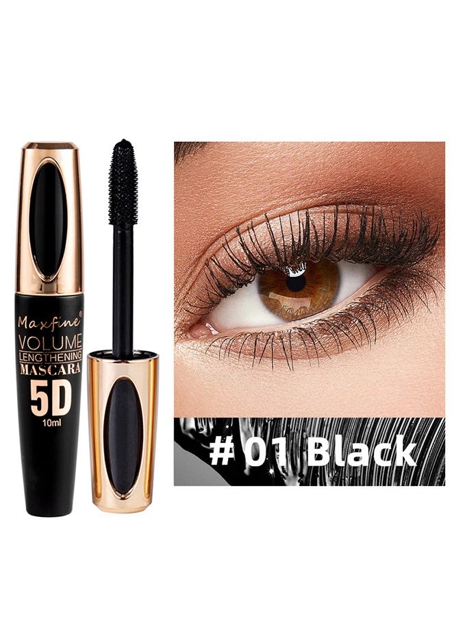 ماكس فاين ماسكارا 5D، ماسكارا ألياف الحرير 5D مقاومة للماء، رموش أطول وأكثر كثافة وفخامة، تدوم طويلاً، تمدد دراماتيكي، مقاومة للتلطخ، تركيبة هيبوالرجينيك، #01 أسود - Image 1
