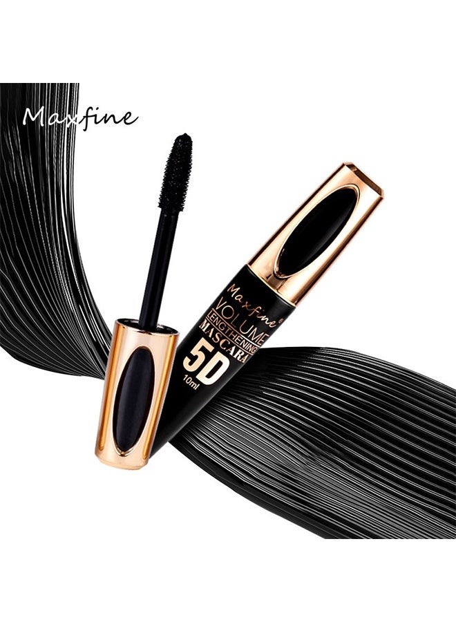 ماكس فاين ماسكارا 5D، ماسكارا ألياف الحرير 5D مقاومة للماء، رموش أطول وأكثر كثافة وفخامة، تدوم طويلاً، تمدد دراماتيكي، مقاومة للتلطخ، تركيبة هيبوالرجينيك، #01 أسود - Image 2