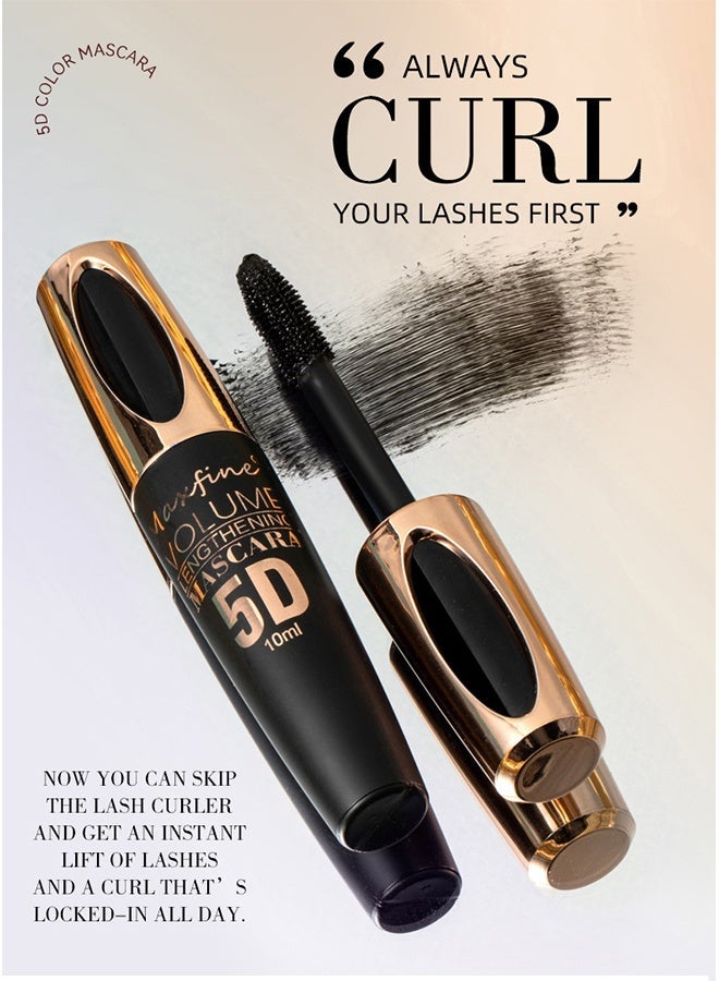 Maxfine 5D Mascara, Voulume Lengthening ,Black，5D Silk Fiber Lash Mascara Waterproof, Luxuriously Longer, Thicker, Voluminous Eyelashes, Long-Lasting, Dramatic Extension, Smudge-proof, Hypoallergenic Formula, #01 - Image 5