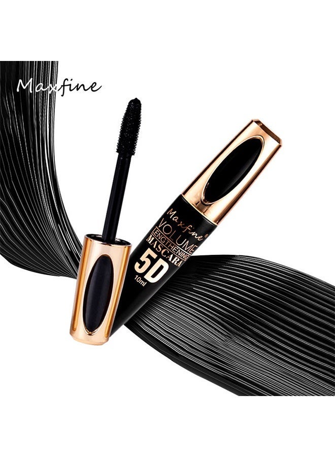 Maxfine 5D Mascara, Voulume Lengthening ,Black，5D Silk Fiber Lash Mascara Waterproof, Luxuriously Longer, Thicker, Voluminous Eyelashes, Long-Lasting, Dramatic Extension, Smudge-proof, Hypoallergenic Formula, #01 - Image 3