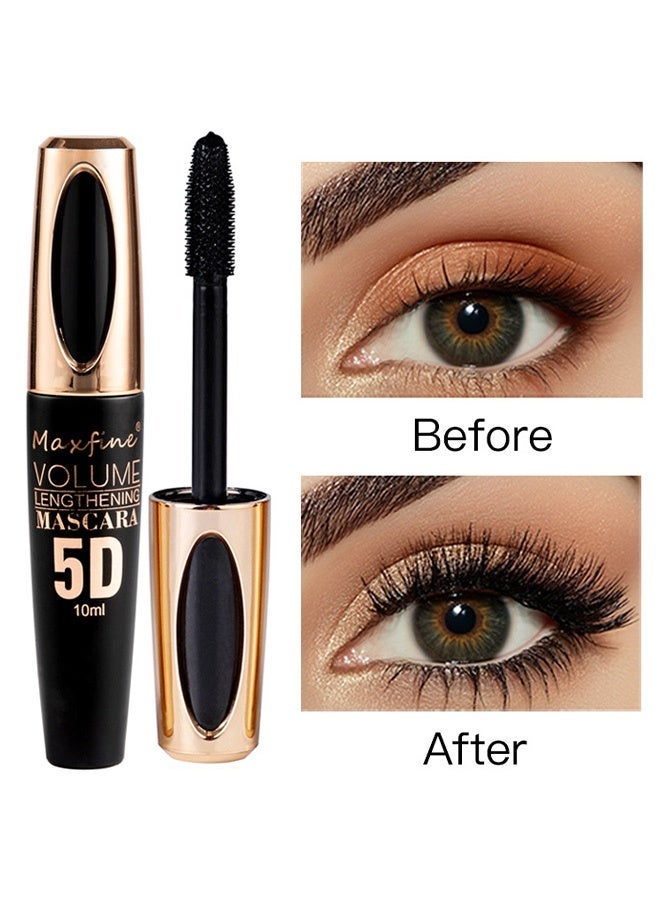 Maxfine 5D Mascara, Voulume Lengthening ,Black，5D Silk Fiber Lash Mascara Waterproof, Luxuriously Longer, Thicker, Voluminous Eyelashes, Long-Lasting, Dramatic Extension, Smudge-proof, Hypoallergenic Formula, #01 - Image 1