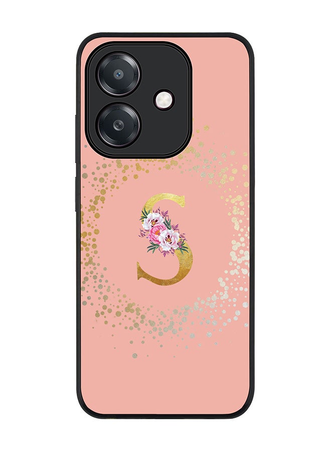 Stylizedd For Oppo A5i Case,Slim fit Camera Protection, Shockproof Thin Phone cover  - Custom Monogram Floral - S  (Rose Pink )