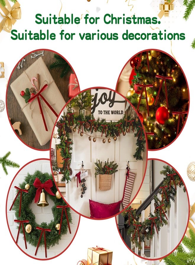 NYEONHRT 40-Pack Velvet Bows for Christmas Tree - Vintage Double Faced Ribbon Christmas Decor for Xmas Tree, Garland, Wreath, Indoor Outdoor, Gift Wrapping (Red, 5 x 7 Inch, 3/8" Width) - Image 4