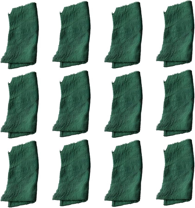 مجموعة من 12 فوطة قطنية بوهو بحواف دنيم مهدبة 16.5 × 16.5 بوصة - Image 2