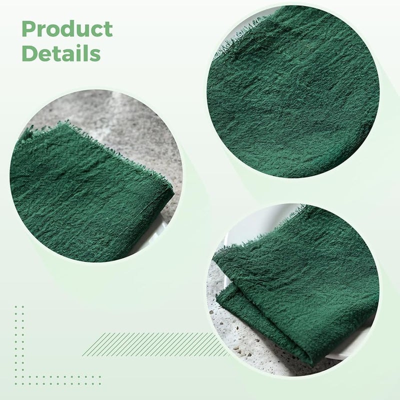 مجموعة من 12 فوطة قطنية بوهو بحواف دنيم مهدبة 16.5 × 16.5 بوصة - Image 3