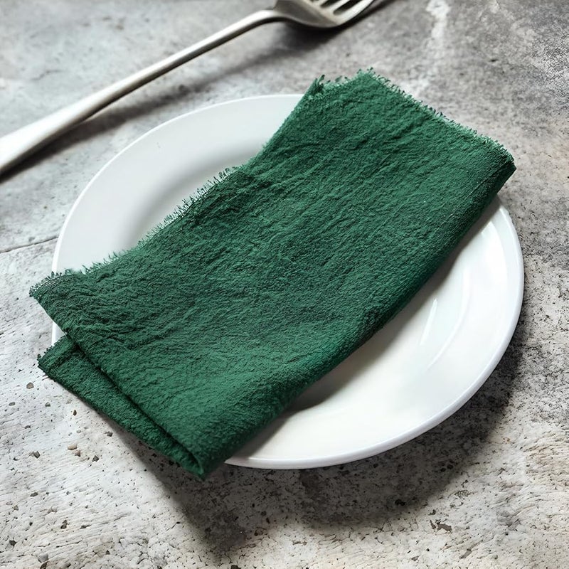 مجموعة من 12 فوطة قطنية بوهو بحواف دنيم مهدبة 16.5 × 16.5 بوصة - Image 4