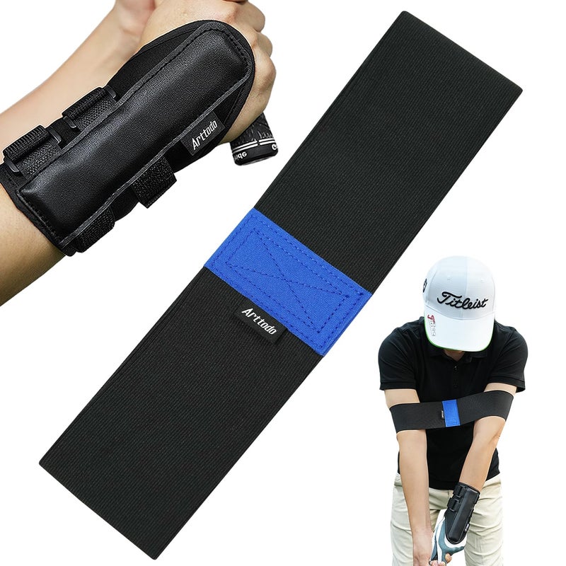 Arttodo Golf Training Kit with Arm Band & Wrist Strap, Golf Swing Training Aid to Correct Wrist Angle and Develop Muscle Memory for Beginner Golfers - Image 1