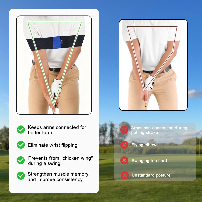Arttodo Golf Training Kit with Arm Band & Wrist Strap, Golf Swing Training Aid to Correct Wrist Angle and Develop Muscle Memory for Beginner Golfers - Image 2