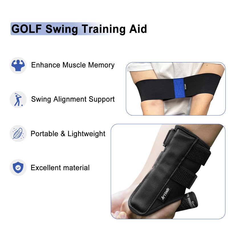 Arttodo Golf Training Kit with Arm Band & Wrist Strap, Golf Swing Training Aid to Correct Wrist Angle and Develop Muscle Memory for Beginner Golfers - Image 4