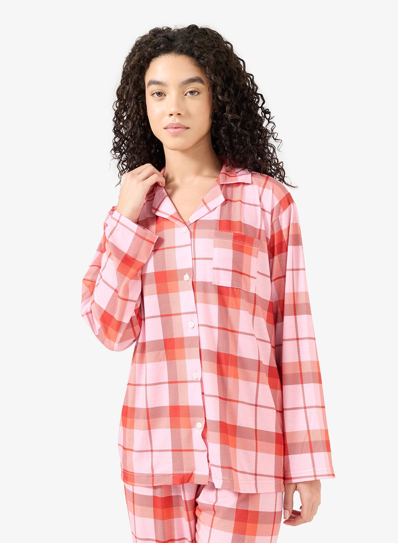 جينجر طقم بيجامة وقميص قطني كاروهات - Image 3