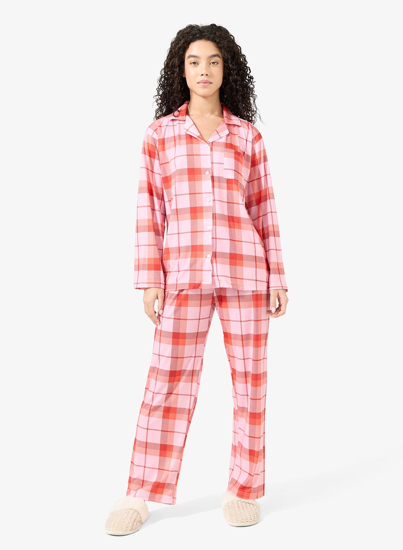 جينجر طقم بيجامة وقميص قطني كاروهات - Image 5