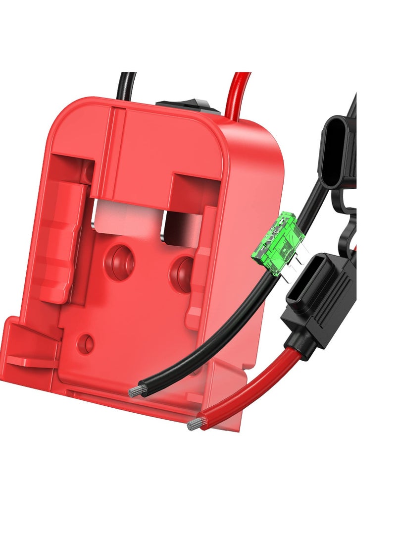 SYOSI M18 Power Wheels Adapter for Milwaukee Battery 18V Battery Adapter for DIY Ride On Truck RC Toys Robotics, Upgrade Battery Conversion with Switch Fuse Holder 12AWG Wire and 30Amp Fuses Kit, Red  - Image 1