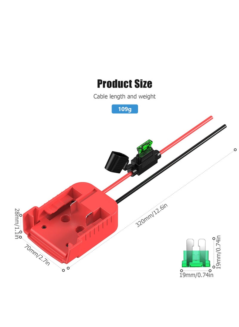SYOSI - M18 Power Wheels Adapter for Milwaukee Battery 18V Battery Adapter for DIY Ride On Truck RC Toys Robotics, Upgrade Battery Conversion with Switch Fuse Holder 12AWG Wire and 30Amp Fuses Kit, Red - Image 1