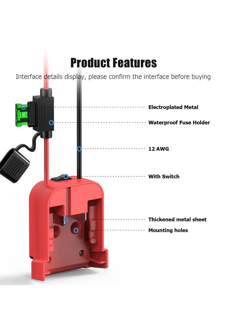SYOSI M18 Power Wheels Adapter for Milwaukee Battery 18V Battery Adapter for DIY Ride On Truck RC Toys Robotics, Upgrade Battery Conversion with Switch Fuse Holder 12AWG Wire and 30Amp Fuses Kit, Red  - Image 5