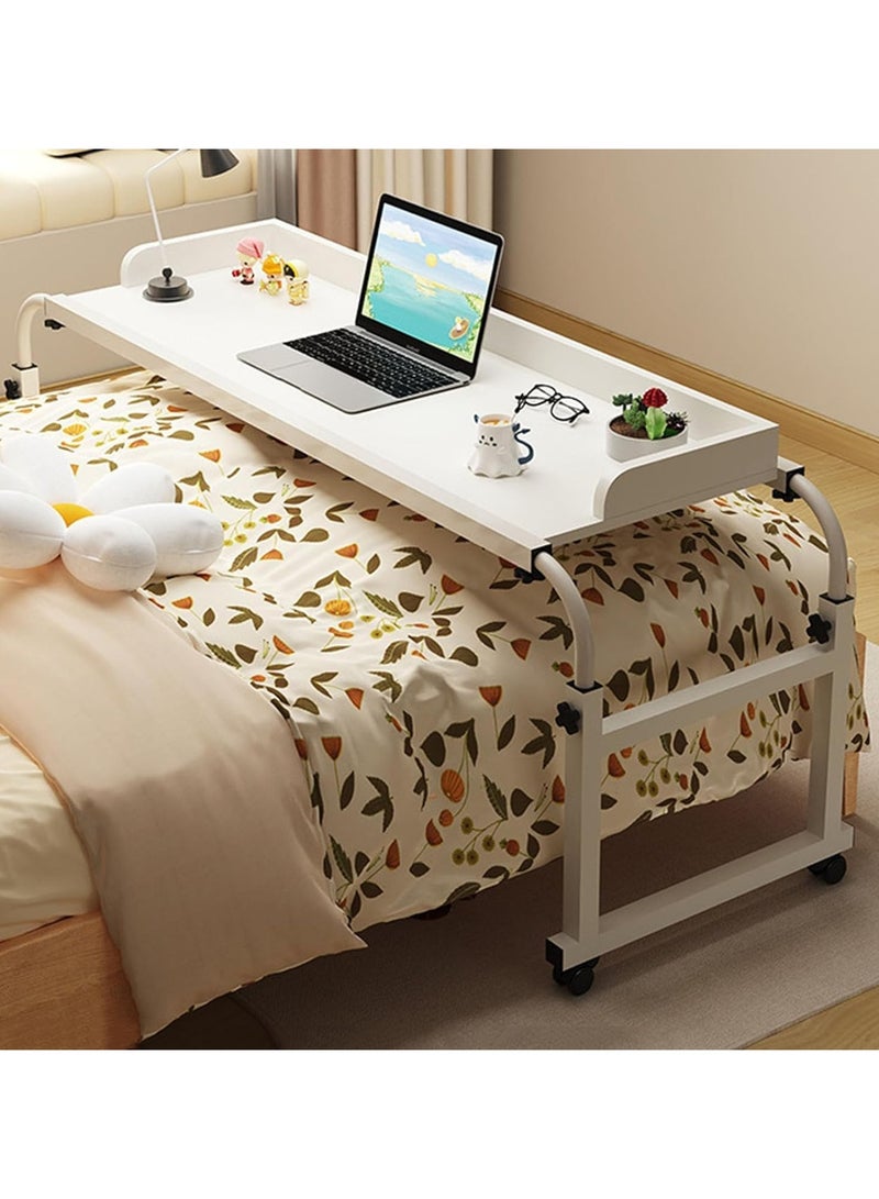 DubaiGallery Mobile Bedside Table with Wheels, Adjustable Height Laptop Cart, Standing Workstation Desk, Small Reading Desk, Double Study Table for Office - Image 1