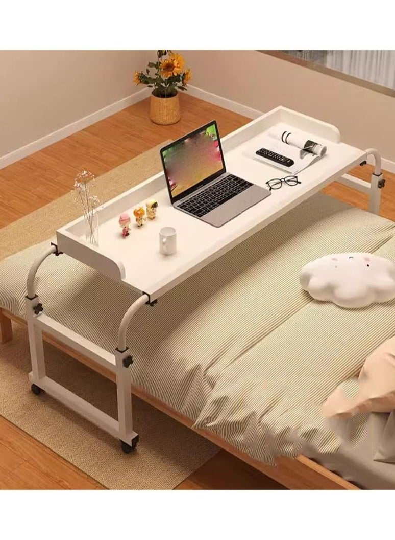 DubaiGallery Mobile Bedside Table with Wheels, Adjustable Height Laptop Cart, Standing Workstation Desk, Small Reading Desk, Double Study Table for Office - Image 4