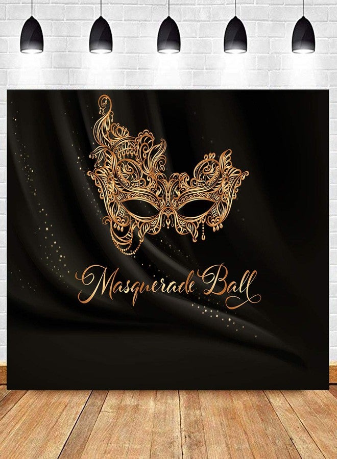 SSCSTS Golden Mask Backdrop 9x6ft Shining Retro Golden Mask Masquerade Ball Black Photography Background Mardi Gras Masquerade Carnival Party Banner LYST1097 - Image 3